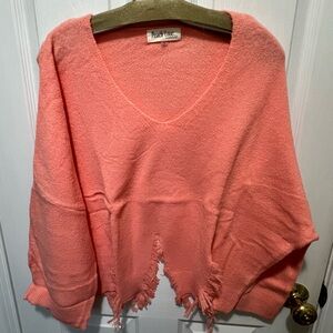Peach Love California Pink V-Neck Sweater